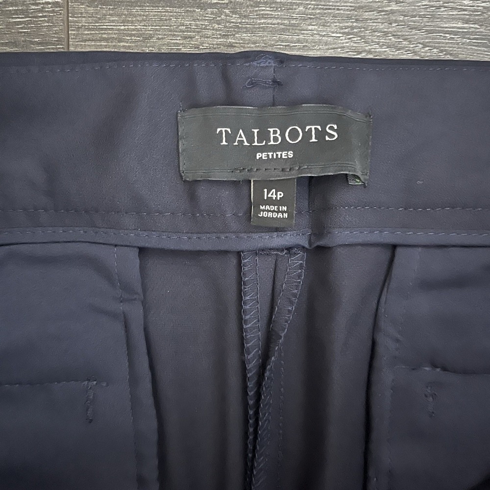 Talbots Pants Women's 14P Black Heritage Cropped Academia Stretch Flat Front - Picture 2 of 8